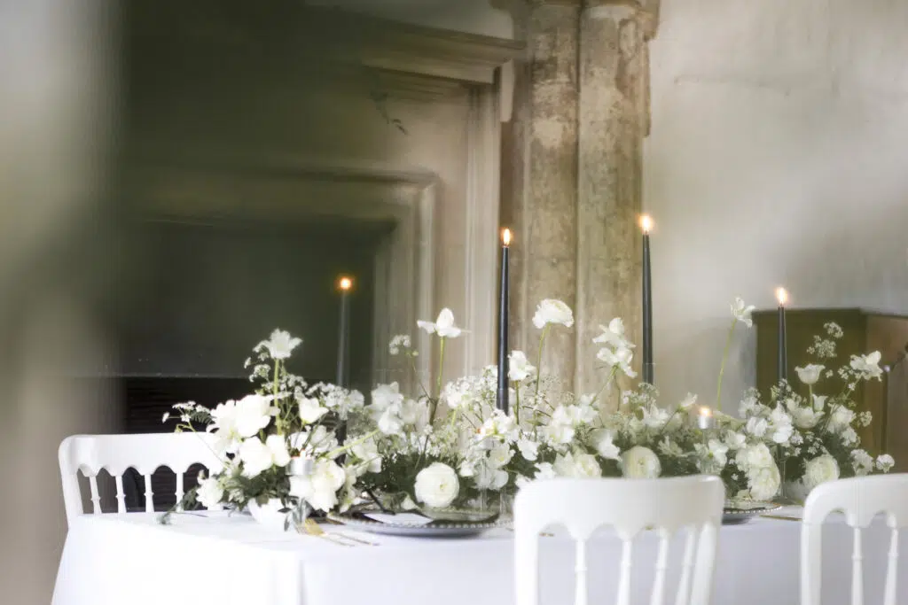 luxury wedding tablescape at Butley Priory wedding venue Suffolk