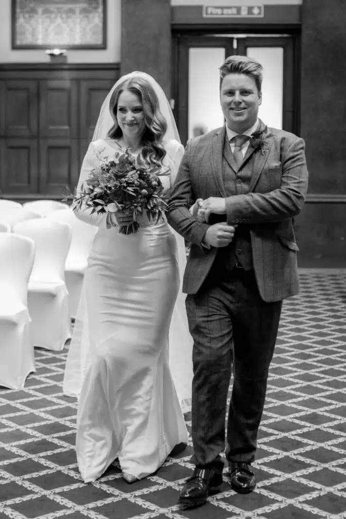 Bride being walked down the aisle at The law Society Chancery Lane