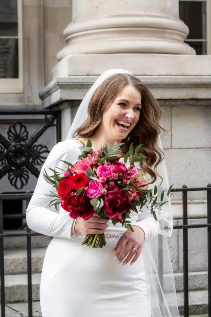 Candid bridal portrait by micro wedding photographer London