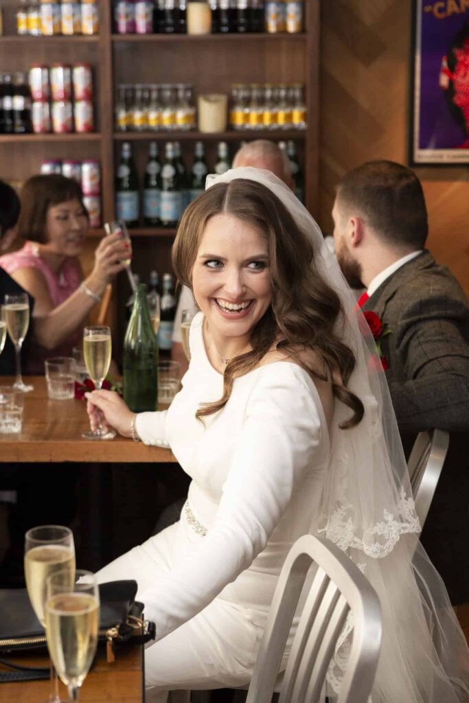 Candid shot of a bride during her wedding reception