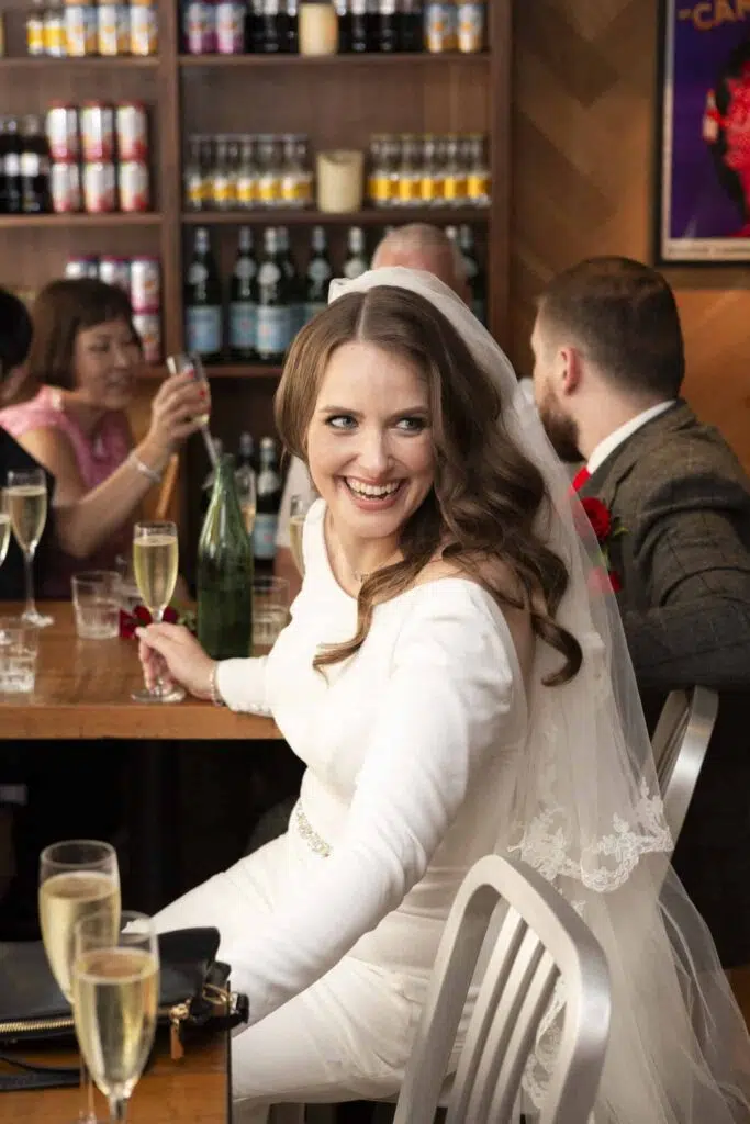 Candid shot of a bride during her wedding reception